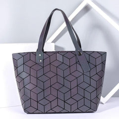 Geometric Holographic Handbag Large Capacity Tote Bag Reflective Folded