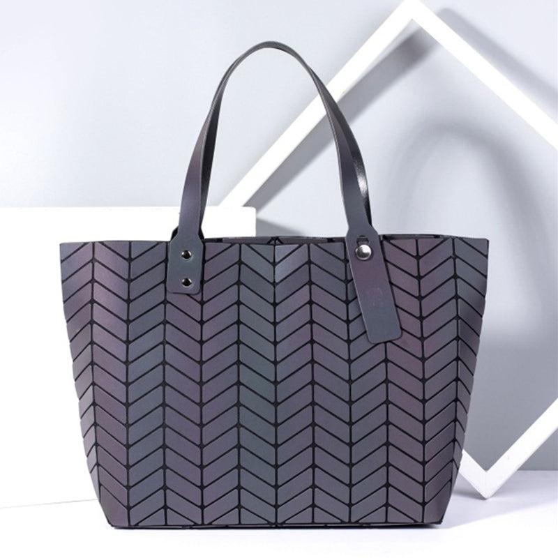 Geometric Holographic Handbag Large Capacity Tote Bag Reflective Folded