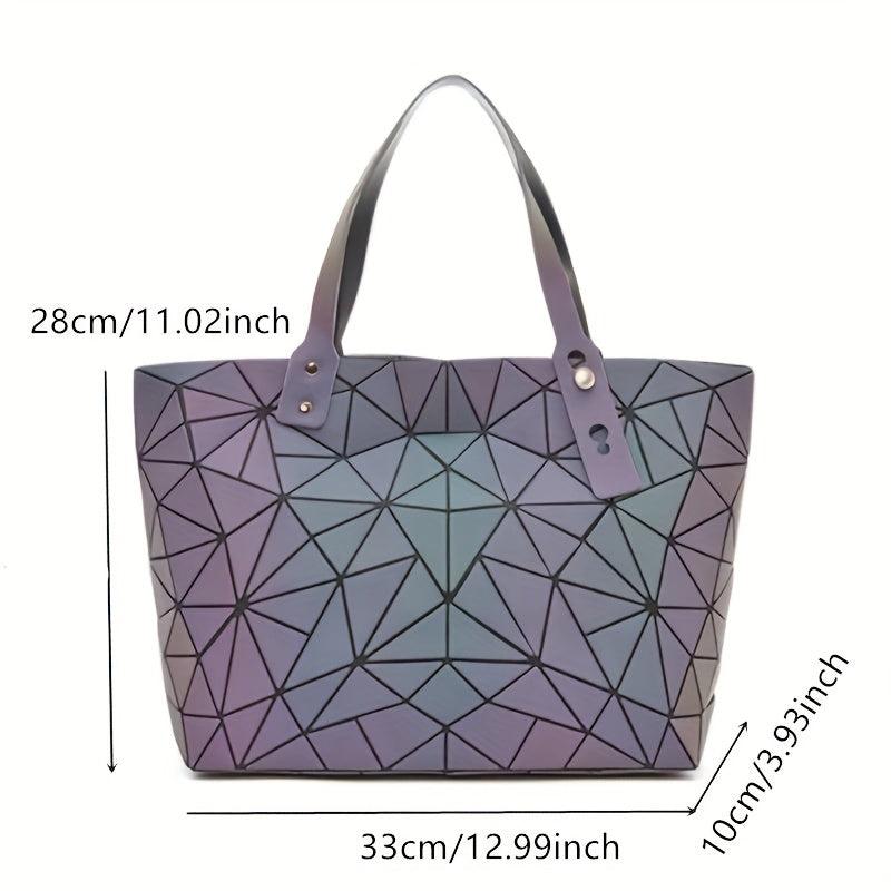 Geometric Holographic Handbag Large Capacity Tote Bag Reflective Folded