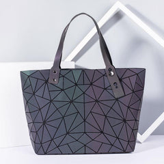 Geometric Holographic Handbag Large Capacity Tote Bag Reflective Folded
