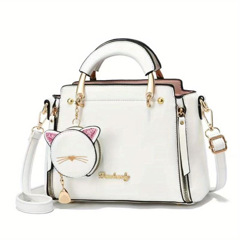 Classic Square Satchel Shoulder Bag with Coin Purse
