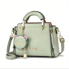 Classic Square Satchel Shoulder Bag with Coin Purse