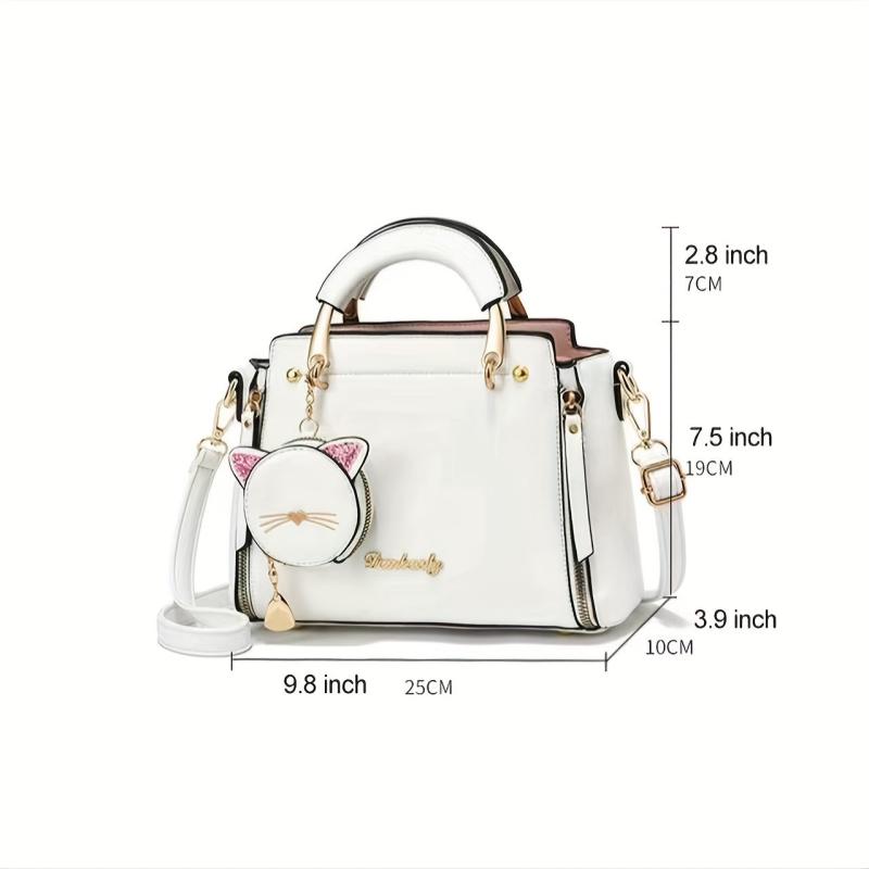 Classic Square Satchel Shoulder Bag with Coin Purse