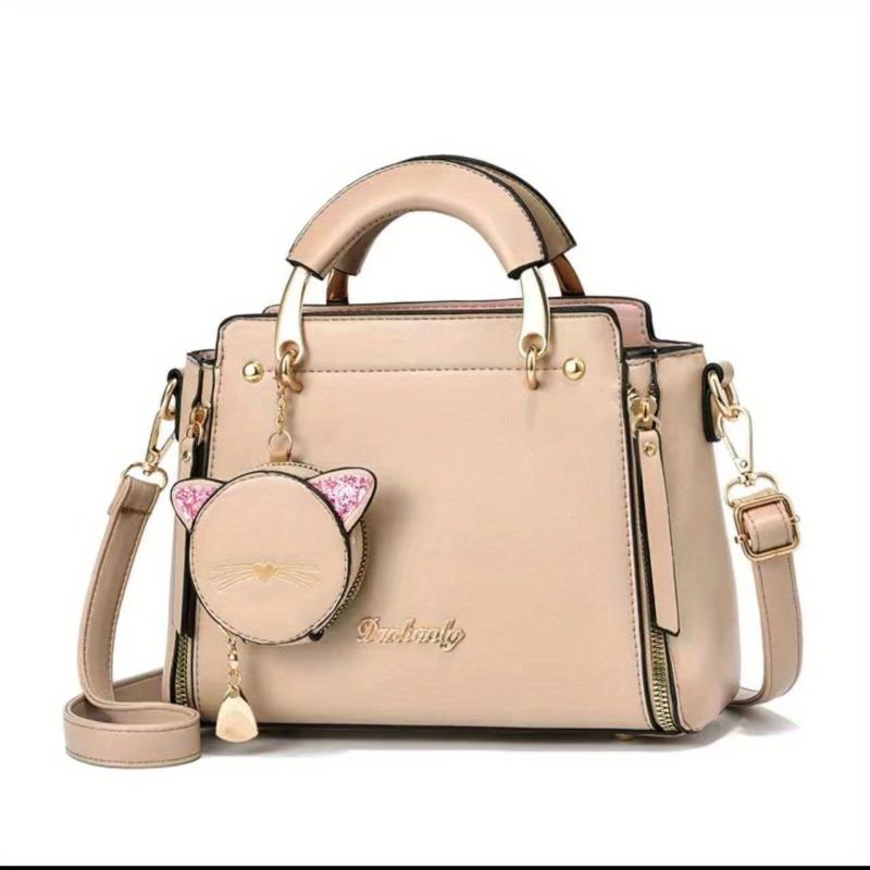 Classic Square Satchel Shoulder Bag with Coin Purse