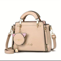Classic Square Satchel Shoulder Bag with Coin Purse