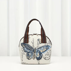Ethnic Style Butterfly Embroidery Handbag Canvas Shell Bag