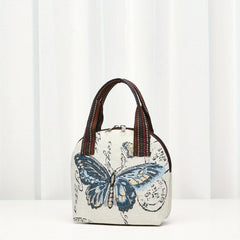 Ethnic Style Butterfly Embroidery Handbag Canvas Shell Bag