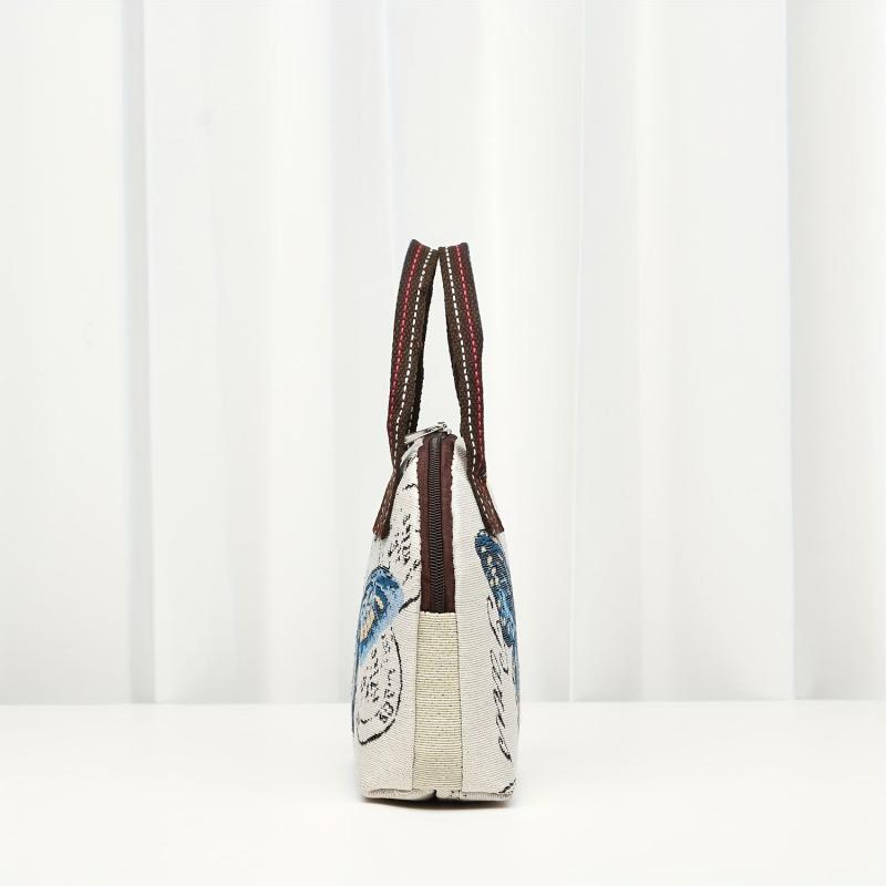 Ethnic Style Butterfly Embroidery Handbag Canvas Shell Bag
