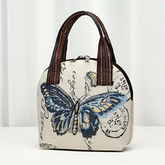 Ethnic Style Butterfly Embroidery Handbag Canvas Shell Bag