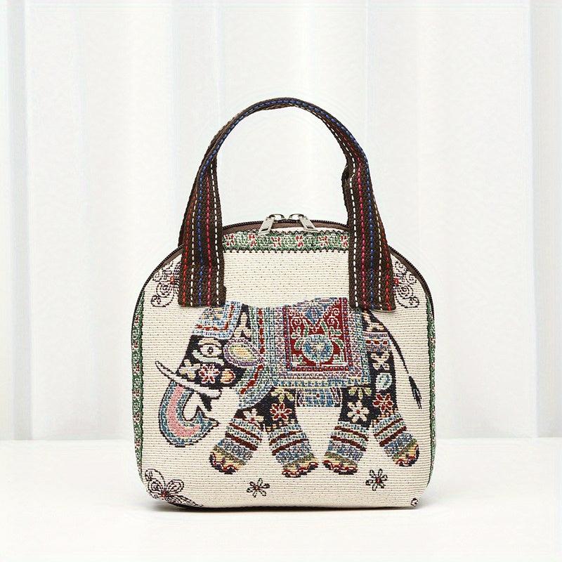 Ethnic Style Butterfly Embroidery Handbag Canvas Shell Bag