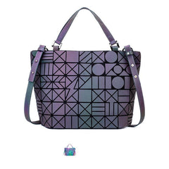 Reflective Tote Bag Holographic Crossbody Geometric Luminous Handbag