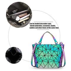 Reflective Tote Bag Holographic Crossbody Geometric Luminous Handbag
