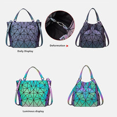 Reflective Tote Bag Holographic Crossbody Geometric Luminous Handbag