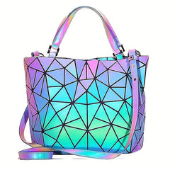 Reflective Tote Bag Holographic Crossbody Geometric Luminous Handbag