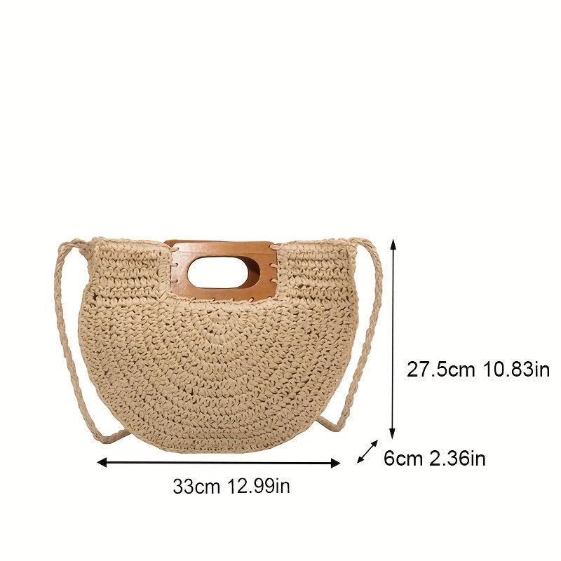 Summer Semicircle Straw Bag Woven Satchel Minimalist Shoulder Bag