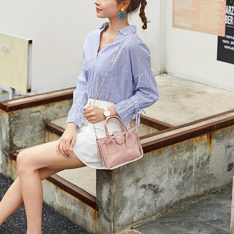 Stylish Square Satchel Bag Zipper Handbag Work Women's Bag