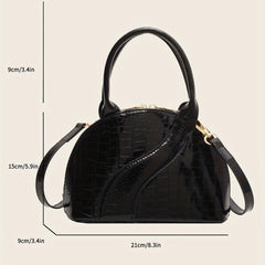 Crocodile Pattern Shell Crossbody Bag Handbag Purse Women