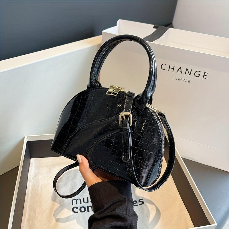 Crocodile Pattern Shell Crossbody Bag Handbag Purse Women