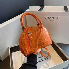 Crocodile Pattern Shell Crossbody Bag Handbag Purse Women