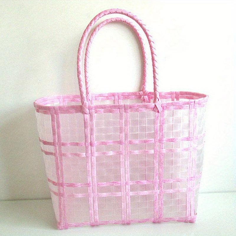 Clear PVC Woven Straw Bag Large Capacity Beach Bag