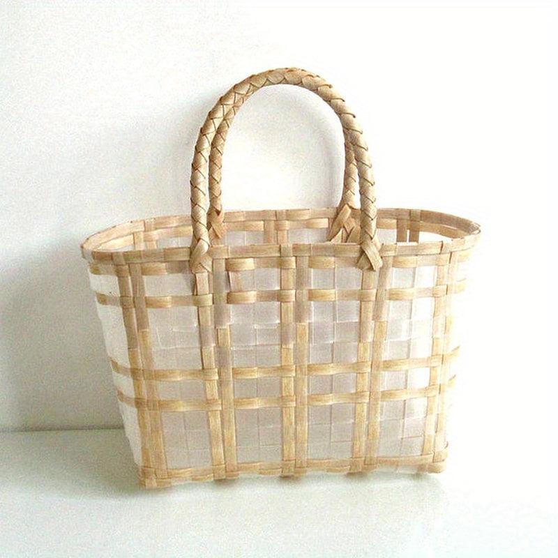 Clear PVC Woven Straw Bag Large Capacity Beach Bag