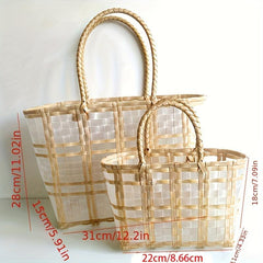 Clear PVC Woven Straw Bag Large Capacity Beach Bag