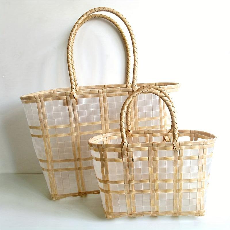 Clear PVC Woven Straw Bag Large Capacity Beach Bag