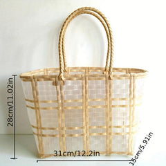 Clear PVC Woven Straw Bag Large Capacity Beach Bag
