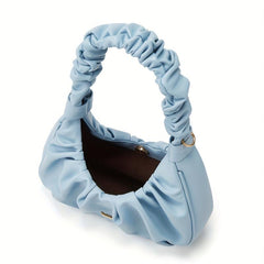 Ruched Solid Bag Underarm Bag With Chain Strap