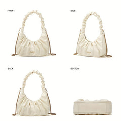 Ruched Solid Bag Underarm Bag With Chain Strap