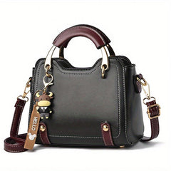 Two Tone PU Crossbody Bag Small Top Handle Purse