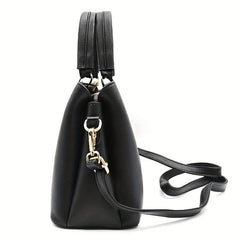 Metal Leaf Decor Tote Bag PU Leather Shoulder Bag