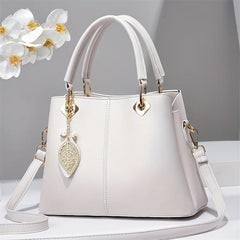Metal Leaf Decor Tote Bag PU Leather Shoulder Bag