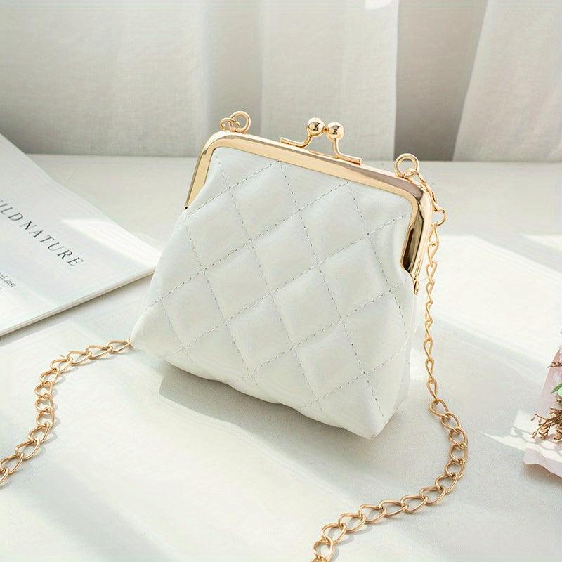 Argyle Quilted Clutch Purse Chain Crossbody Bag