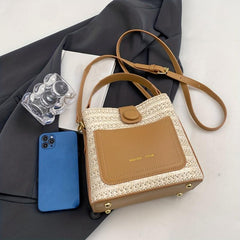 Mini Straw Crossbody Satchel Bag Decorative Shoulder Bag