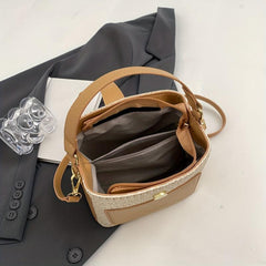 Mini Straw Crossbody Satchel Bag Decorative Shoulder Bag