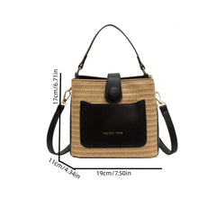 Mini Straw Crossbody Satchel Bag Decorative Shoulder Bag