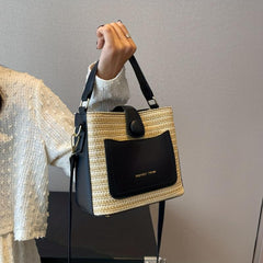 Mini Straw Crossbody Satchel Bag Decorative Shoulder Bag