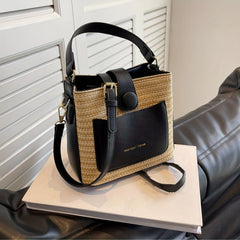 Mini Straw Crossbody Satchel Bag Decorative Shoulder Bag