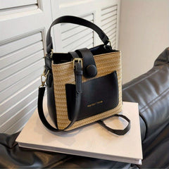 Mini Straw Crossbody Satchel Bag Decorative Shoulder Bag