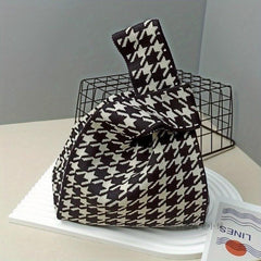 Japanese Style Wristlet Bag Allover Pattern Knot Handbag