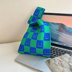 Japanese Style Wristlet Bag Allover Pattern Knot Handbag