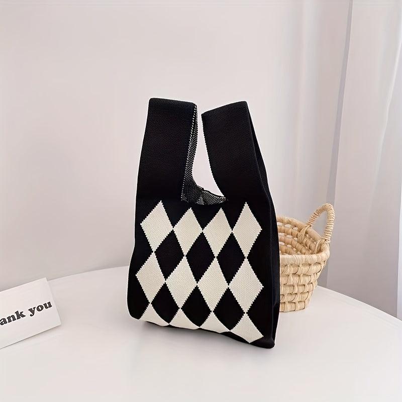 Japanese Style Wristlet Bag Allover Pattern Knot Handbag