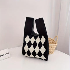 Japanese Style Wristlet Bag Allover Pattern Knot Handbag