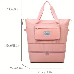 Expandable Travel Luggage Bag Wet Dry Separation Gym Duffle Bag