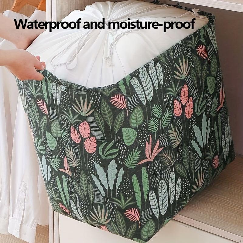 Water Grass Print Storage Box Dustproof Zipper Organizer Container