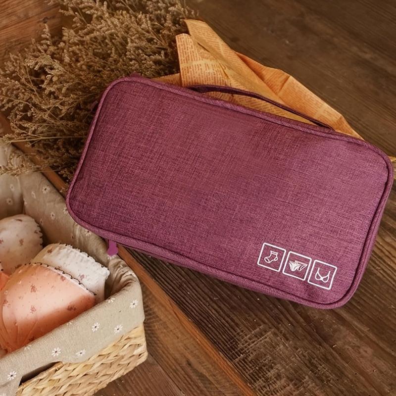 Portable Underwear Travel Bag Organizer with Compartments and Zipper
