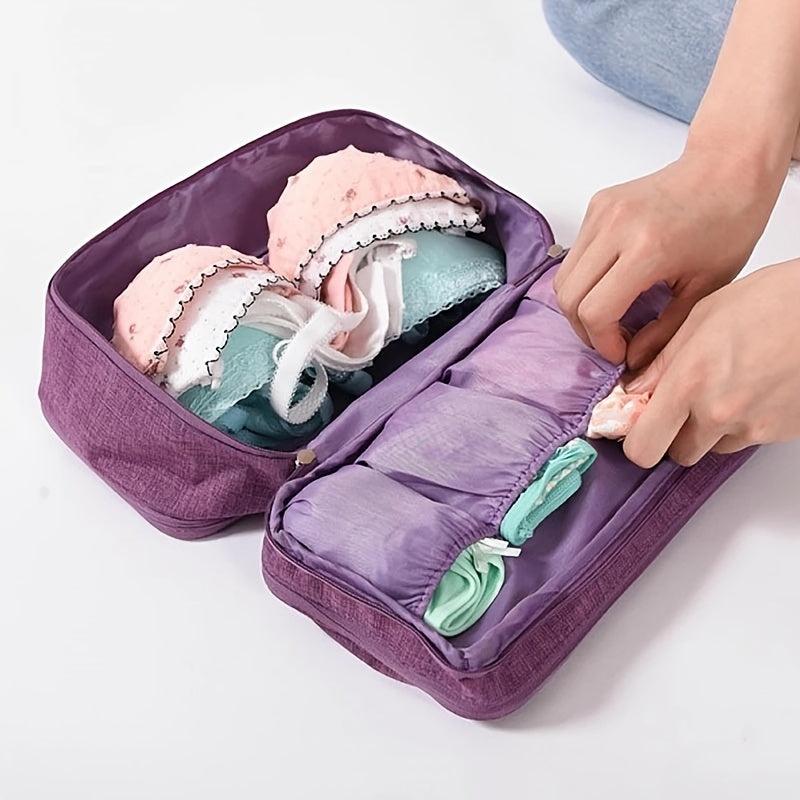Portable Underwear Travel Bag Organizer with Compartments and Zipper