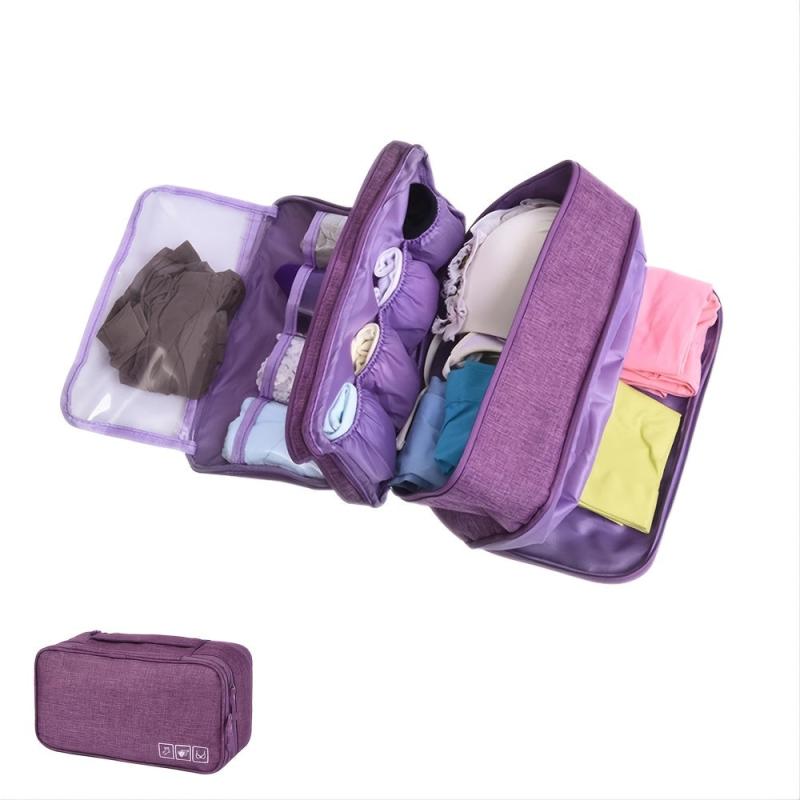 Portable Underwear Travel Bag Organizer with Compartments and Zipper