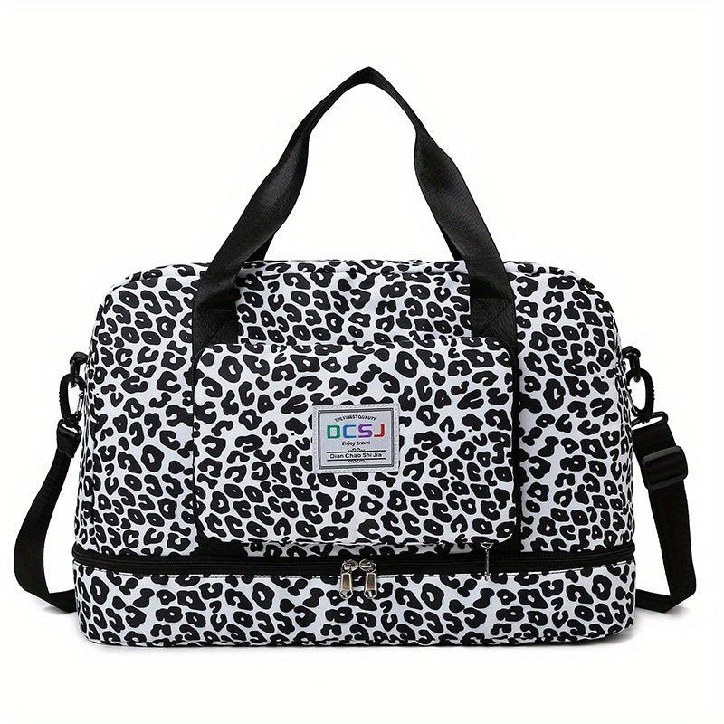 Stylish Letter Animals Pattern Duffle Bag Lightweight Zipper Luggage